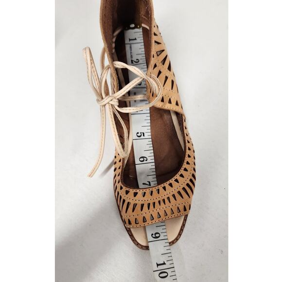 Jeffrey Campbell Rodillo Nude Low Heel Wedge Leather Sandals, Size 6-6.5 Boho - Picture 11 of 11